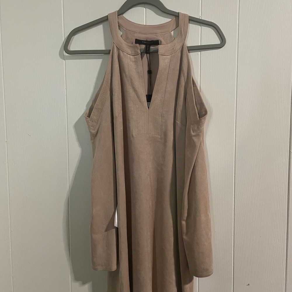 BCBGMaxAzria Tan Halter Sundress Cocktail